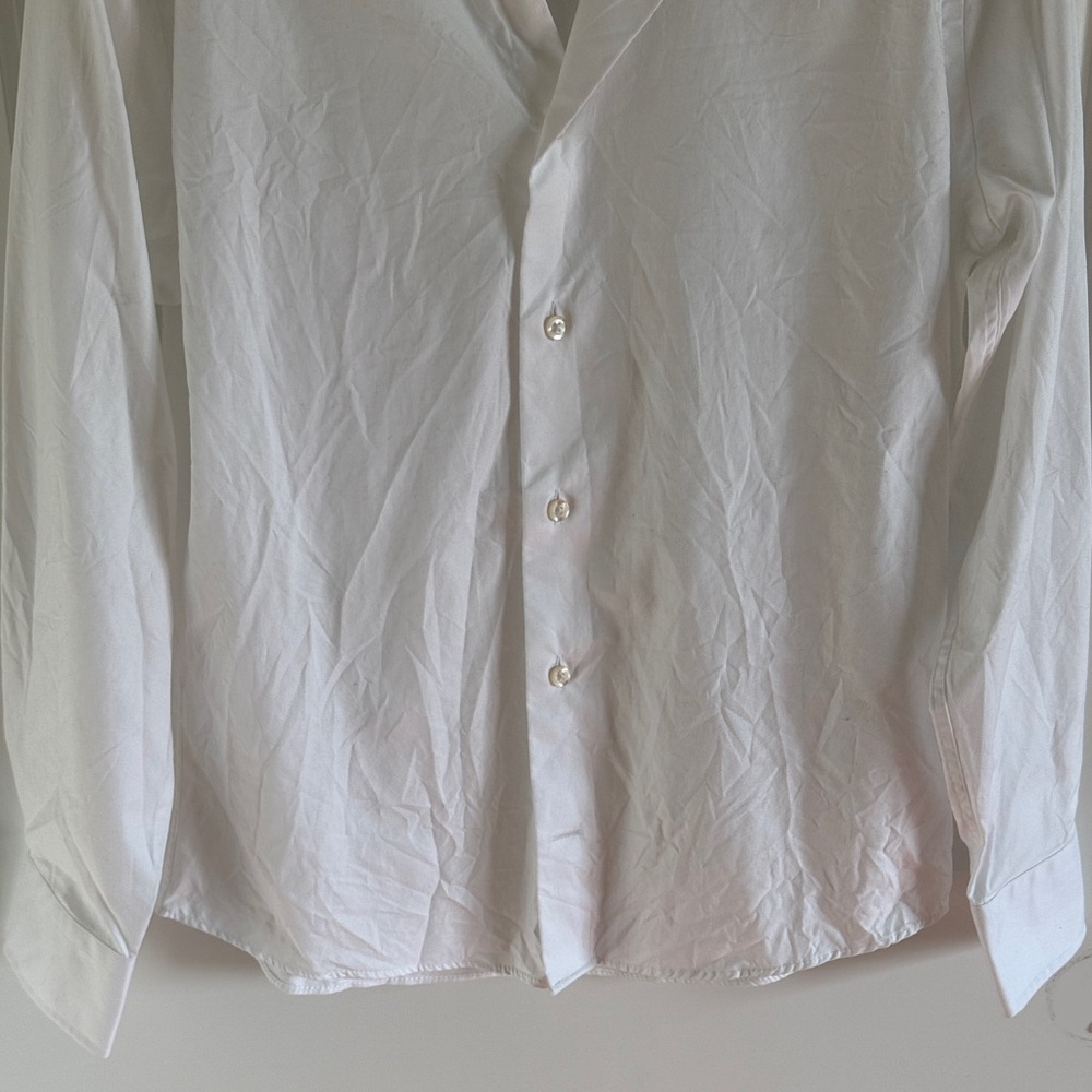 David Donahue Trim Classic White Men's Dress Shirt Size 15.5 32/33 - Picture 4 of 8
